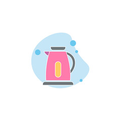electric kettle flat icon. electric kettle clipart on white background.