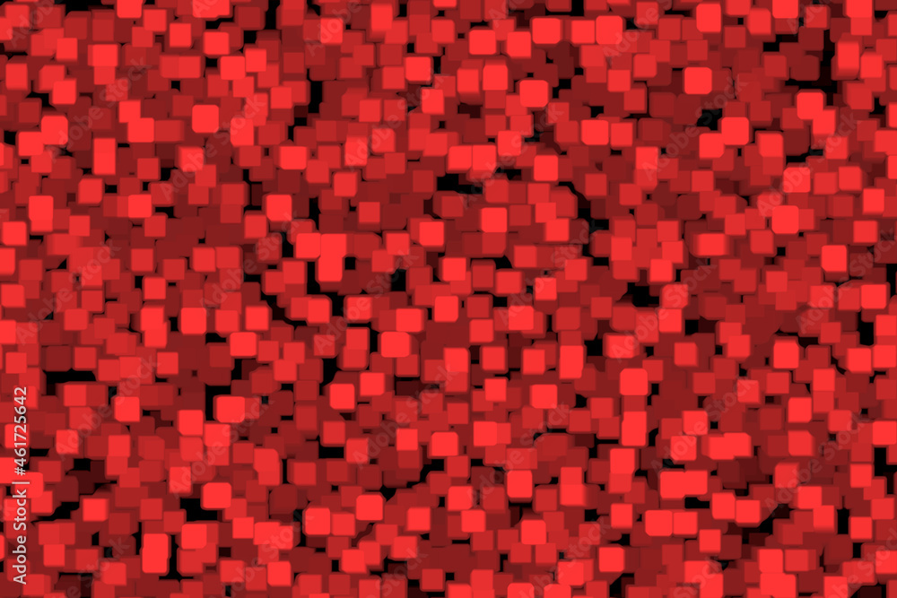 Poster 3d rendering small red cubes abstract digital art background texture pattern design