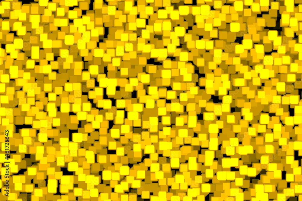 Poster 3d rendering small yellow cubes abstract digital art background texture pattern design