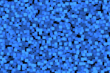 3D Rendering Small Blue Cubes Abstract Digital Art Background Texture Pattern Design
