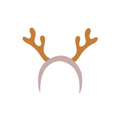 Hoop with deer horns decoration in doodle style. Simple decor for a festive Christmas and New Years. Vector illustration isolated on white background.