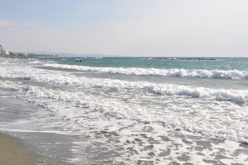 Fototapeta na wymiar The beautiful Akti Olympion Beach Limassol in Cyprus 