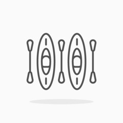 Canoe icon. Editable Stroke and pixel perfect. Outline style. Vector illustration.
