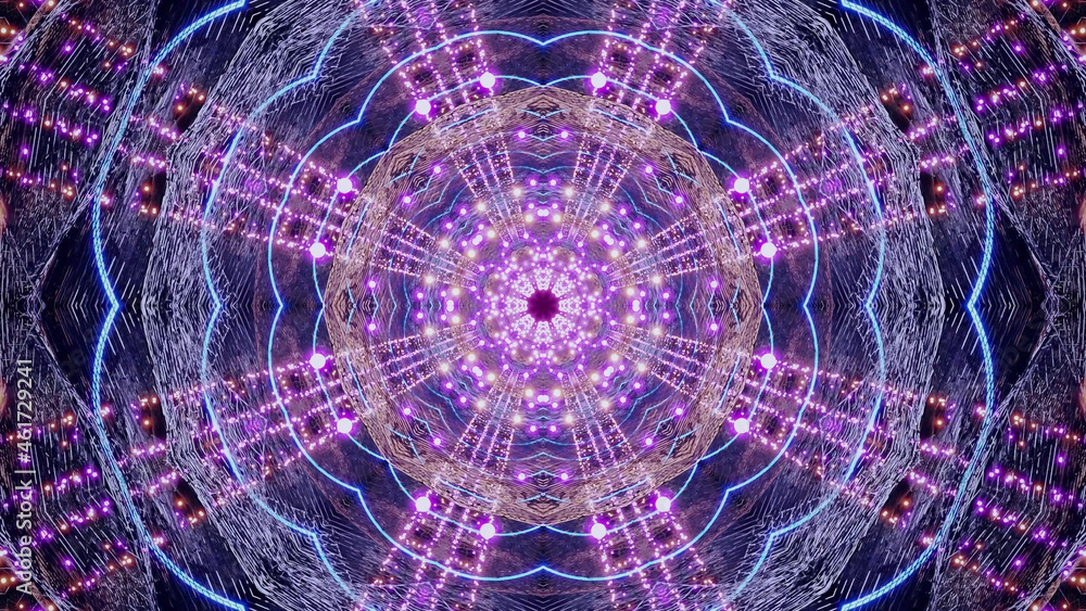 Leinwandbilder 3d rendering of a kaleidoscopic pattern with different symbols and colors