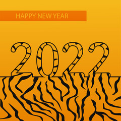 Obraz premium postcard orange gradient background tiger color inscription happy new year 2022