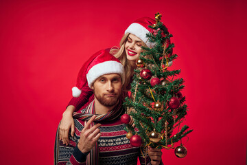 cheerful young couple christmas holiday together lifestyle