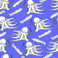 Octopus pattern. Antistress. Coloring book for children and adults. Isolate on white. For wallpaper, textile, design, coloring, print. Stock illustration.  - 461731094