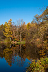 Lower Kamensky Pond in Zelenograd, Moscow, Russia