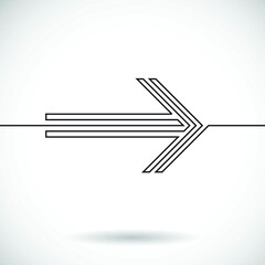 One Line Design . Vector Arrow Background.Abstract Geometrical illustration. Continuous line arrow.