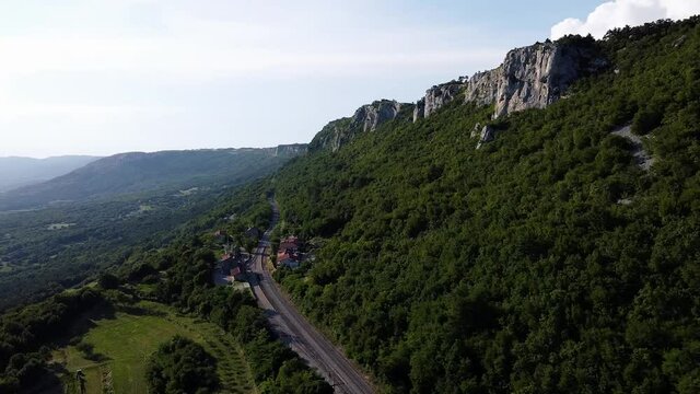 Aerial View of Buzet Train Station in Croatia