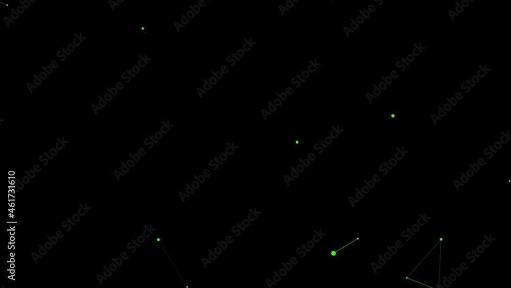 Aufkleber 3d render of random green dots pattern connected with lines. technology background.