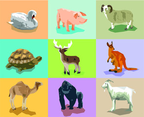 Animals set.  Flat design vector illustration concepts.