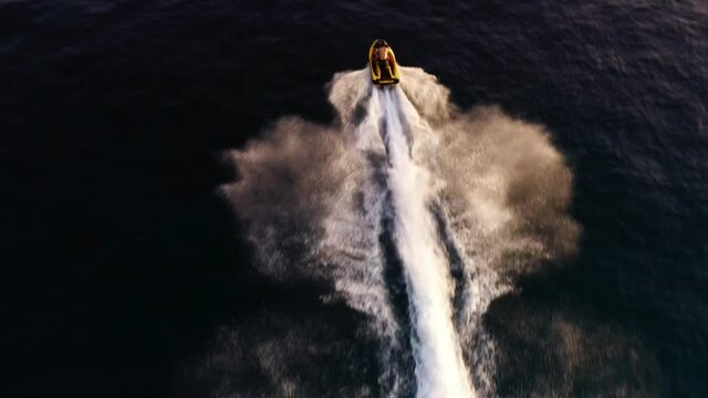 Jet Ski Fast  Drone 4K Albania Jale Beach Sunset