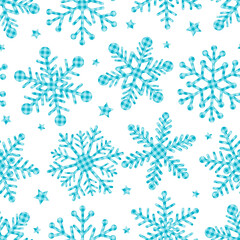 Fototapeta premium Seamless pattern snowflakes plaid print vector illustration