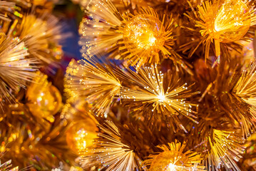 Christmas fiber optic decorated Tree with dectoration,holiday concept.