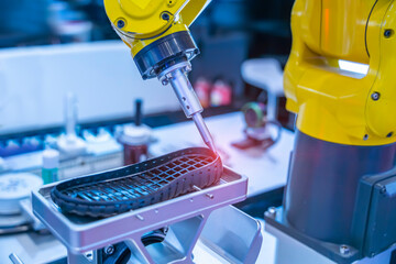 robotic machine measure the rubber soles