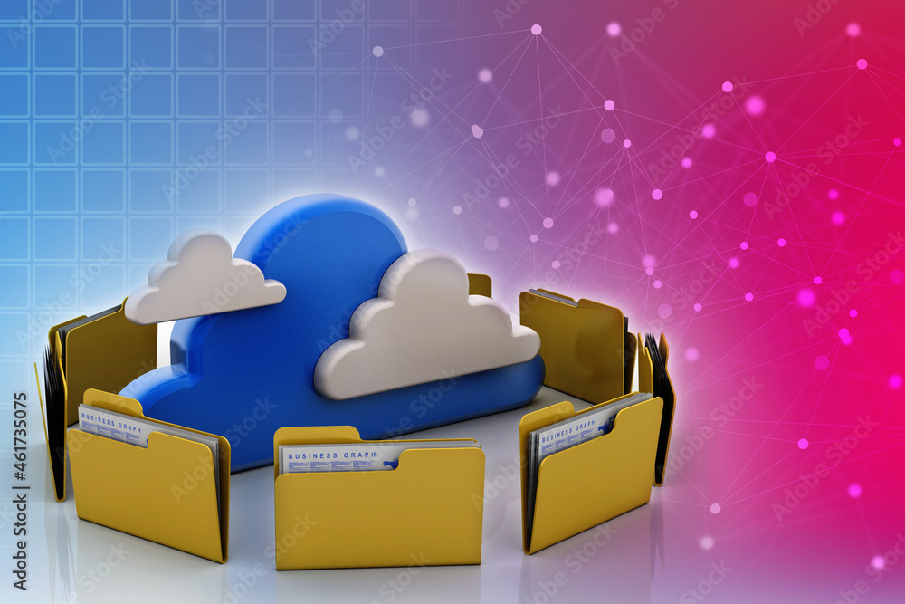 Poster 3d rendering folder with documents
