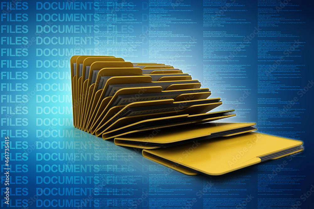 Poster 3d rendering folder with documents
