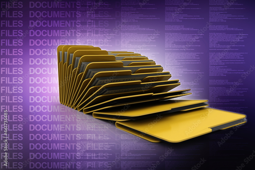 Poster 3d rendering folder with documents