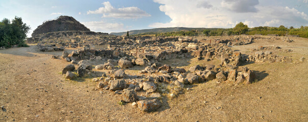 Fototapeta na wymiar Su Nuraxi - a nuragic archaeological site in Barumini, Sardinia, Italy.