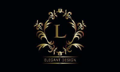 Vintage bronze logo with the letter L. Exquisite monogram, business sign, identity for a hotel, restaurant, jewelry.
