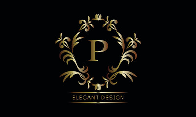 Vintage bronze logo with the letter P. Exquisite monogram, business sign, identity for a hotel, restaurant, jewelry.