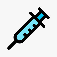 Inject icon vector illustration in filled line style about medical, use for website mobile app presentation