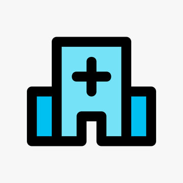 recommend clip art: Hospital icon vector illustration in filled line style about medical, use for website mobile app presentation