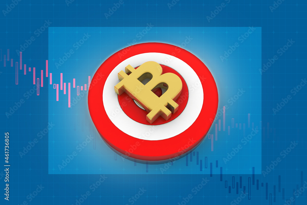Aufkleber 3d rendering bitcoin sign with target