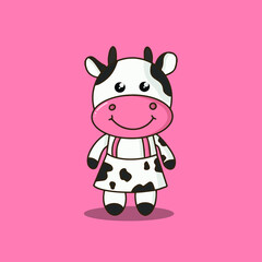 Vector illustration of cute cow farm animals