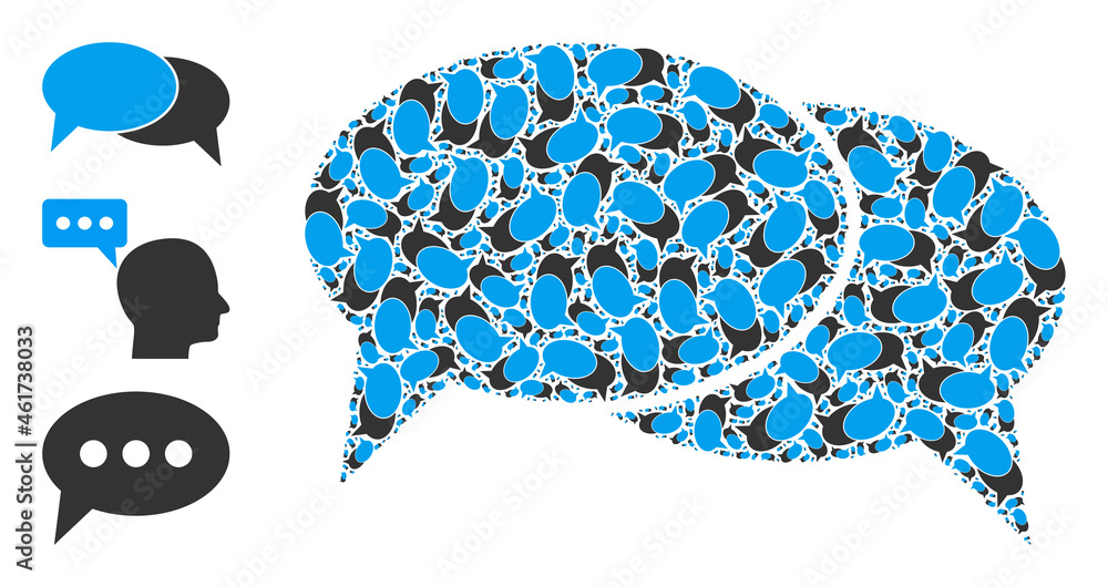 Poster itself fractal collage chat messages. vector chat messages collage is done of repeating fractal chat