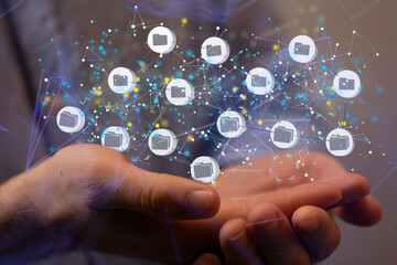 data Internet infrastructure concept. Abstract technology background. 3D rendering.