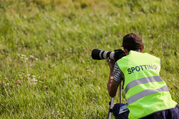 Fototapeta premium A man in a vest with the words 