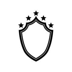 Shield with stars icon isolated on white background