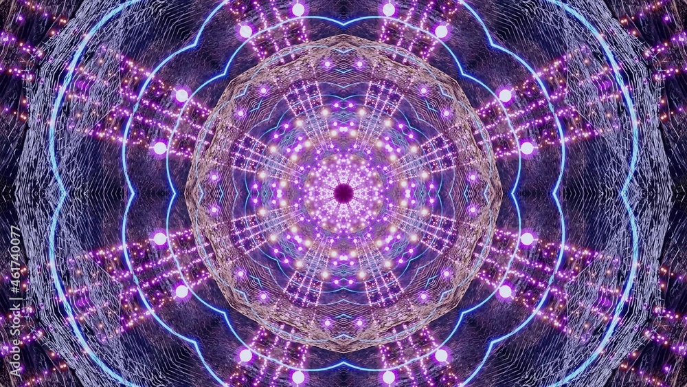 Leinwandbilder 3d rendering of a kaleidoscopic pattern with different symbols and colors