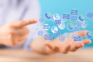 Fototapeta premium express envelope and parcel abstract technology background. Business quantum internet network communication and high speed parcel