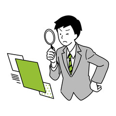 Illustration of a man doing corporate research.