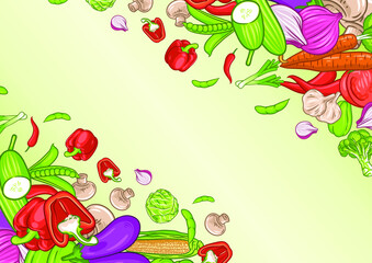 Vegetables background with text space
