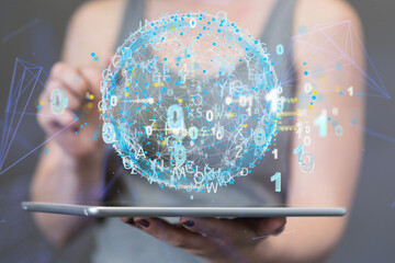 Cloud technology. Polygonal wireframe art looks like constellation