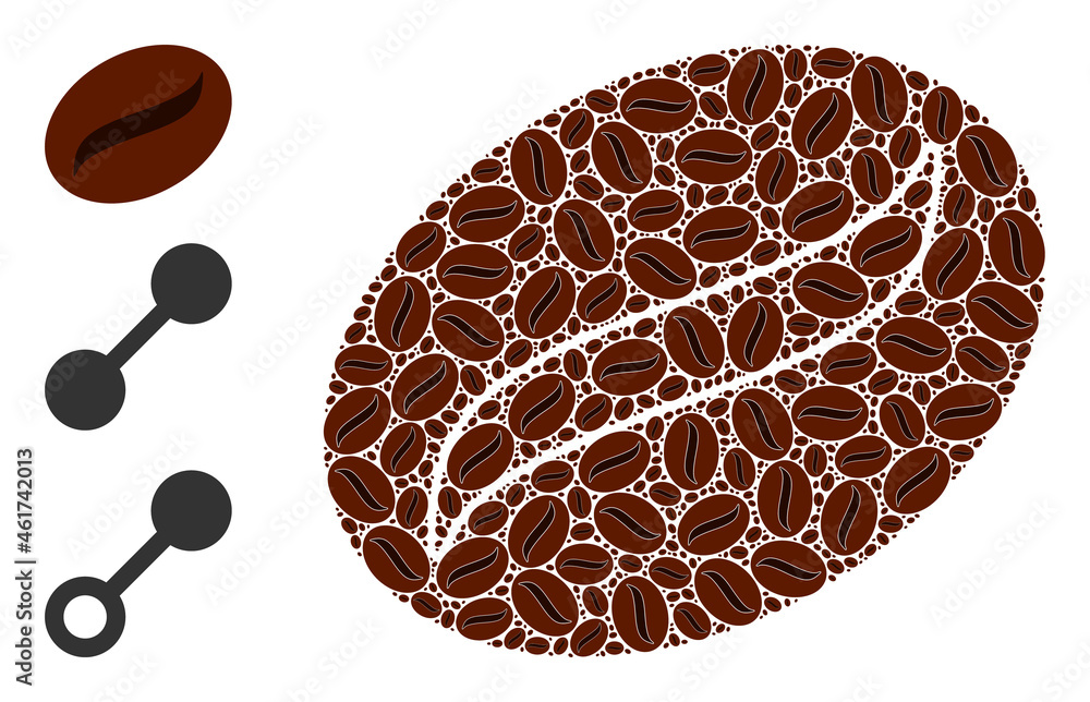 Poster itself fractal composition coffee seed. vector coffee seed composition is designed with scattered it