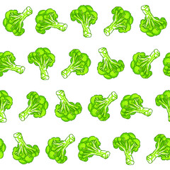 Broccoli hand drawn vector seamless pattern
