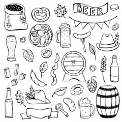 Doodle set for Oktoberfes. Doodle element for web design, stationery, poster, flyer, logo