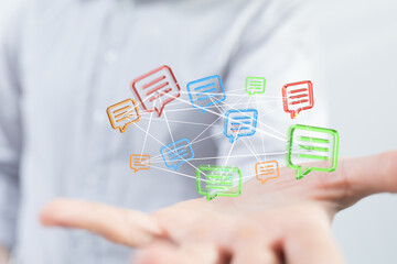 Approved email and spam message displayed on a futuristic interface