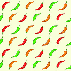 Chili hand drawn vector seamless pattern