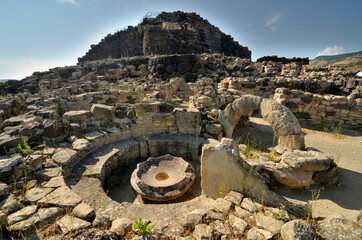 Su Nuraxi  - a nuragic archaeological site in Barumini, Sardinia, Italy. - obrazy, fototapety, plakaty