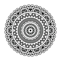 Isolated mandala in vector. Round line pattern. Vintage monochrome decorative element for cards and coloring books