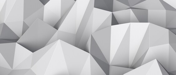 Plakat Abstract triangles background. Geometric white and gray pattern
