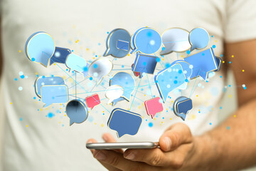 express envelope and parcel abstract technology background. Business quantum internet network...