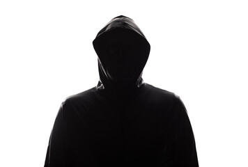 Naklejka na ściany i meble silhouette man in a hood isolated on white background