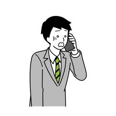Illustration of a man shocked by the phone.
